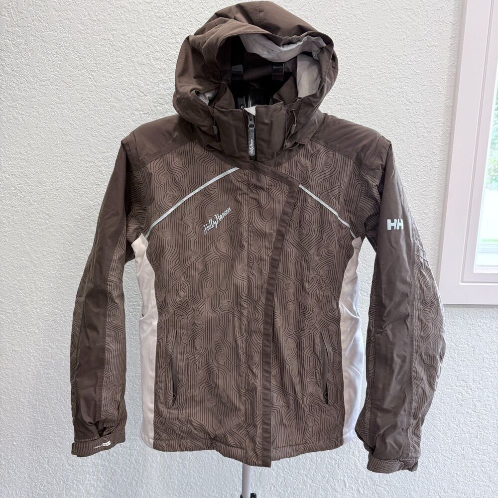 Helly Hansen Two-Tone Brown and Cream Ski Snowboard Coat Jacket Women's Medium